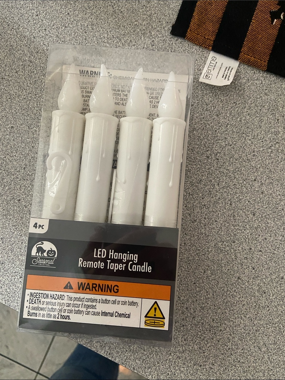 LED Hanging Remote Taper Candle - White (4 pc)